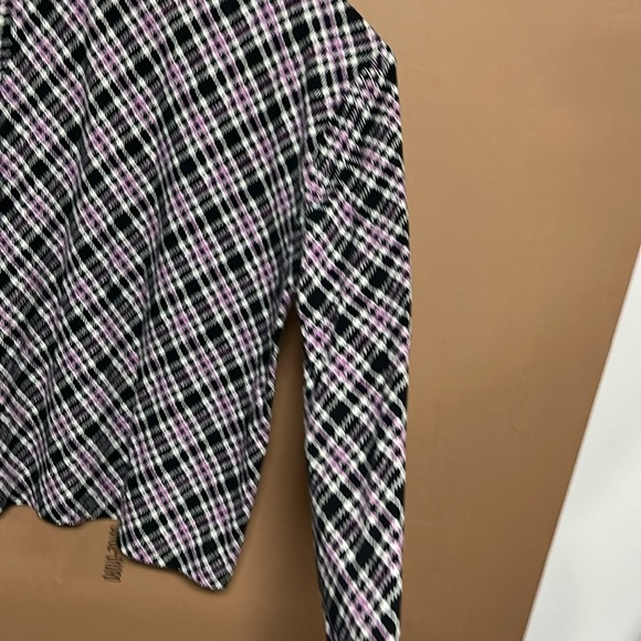 Talbots shirt medium petite light cotton long sleeve turtleneck plaid black pink - Picture 6 of 7